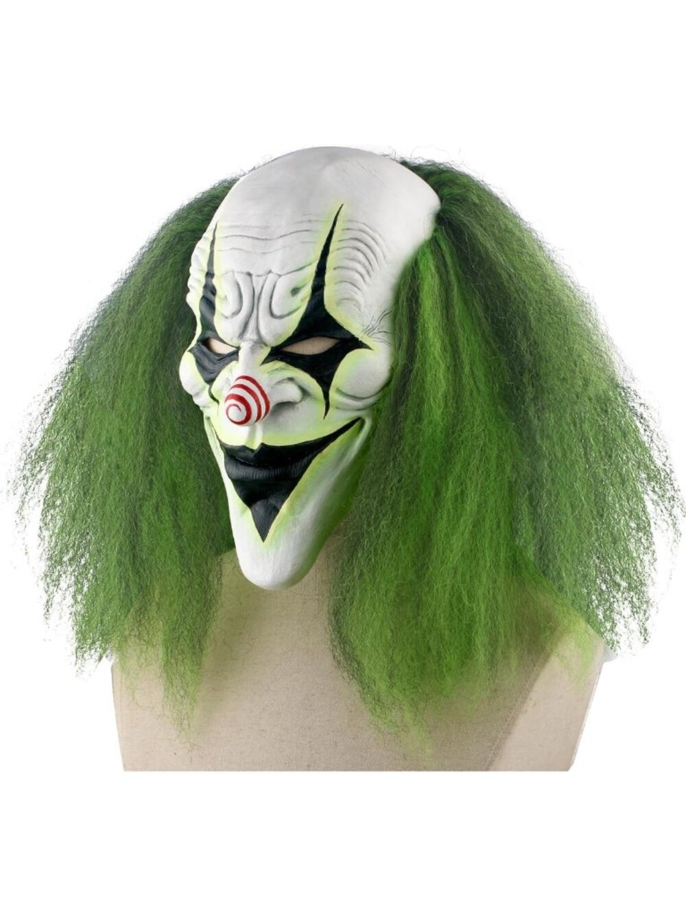 Creepy Clown Mask with Green Wig for Halloween Adult Cosplay Costume Accessory